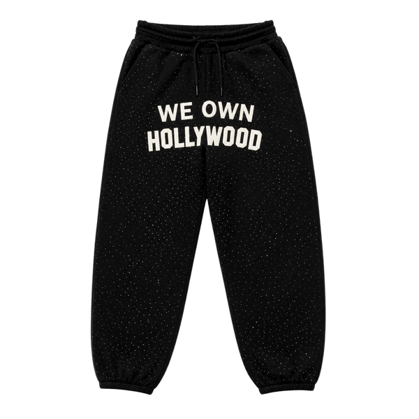 We Own Hollywood Oversized Rhinestone Sweat pants