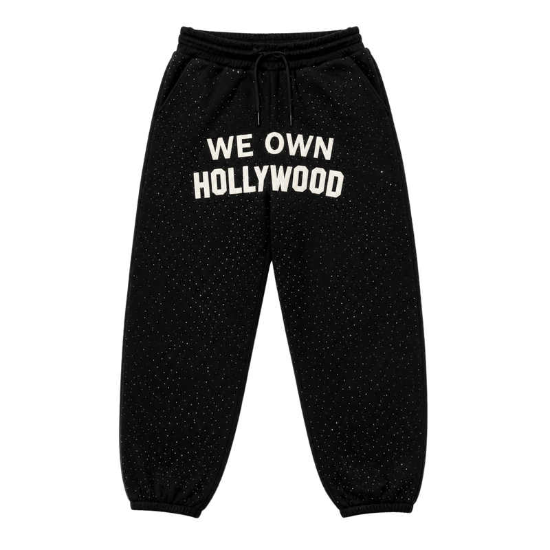 We Own Hollywood Oversized Rhinestone Sweat pants